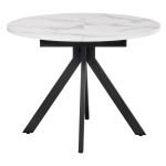Стол Bradex Home Rudolf круглый раскладной 100-130x100x75см, белый мрамор, чёрный