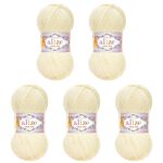Пряжа Alize (Ализе) Cotton Gold / уп.5 мот. по 100 г, 330м, 001 молочный A