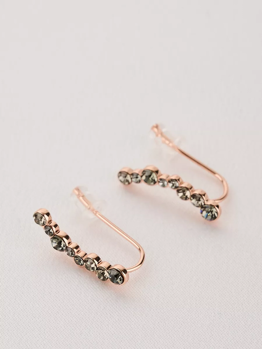 Серьги-клаймберы Млечный путь с серыми кристаллами Swarovski
