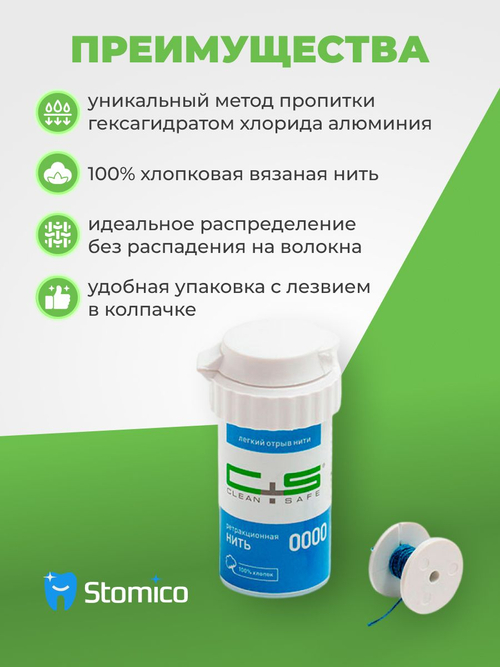 Нить стоматологическая ретракционная ProfiCord №0000 без пропитки (2,54 м) Clean+Safe