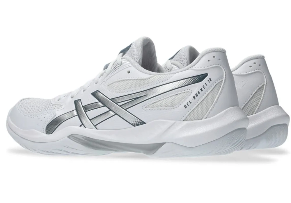 Женские кроссовки для бадминтона/сквоша Asics Gel-Rocket 12 - white/pure silver