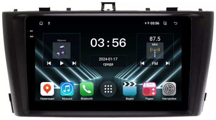 Магнитола для Toyota Avensis T270 2008-2015 (рамка черная) - FarCar S280 монитор 9.5" IPS на Android 13, CarPlay