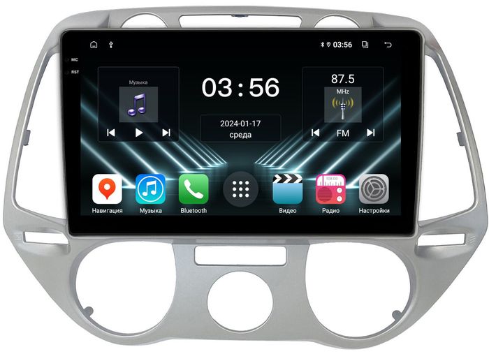 Магнитола для Hyundai i20 2009-2012 (кондиционер) - FarCar S280 монитор 9.5" IPS на Android 13, CarPlay