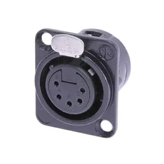 Neutrik NC5FD-L-B-1 панельный разъем XLR female черненый корпус, золоченые контакты 5 контактов