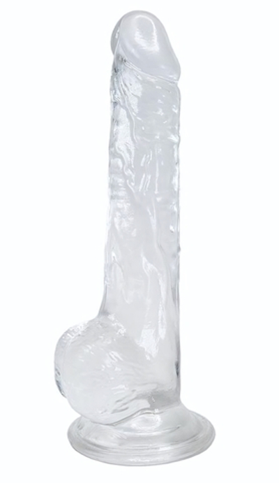 Прозрачный фаллоимитатор на присоске Lusty Jelly Dildo - 18 см. (Цвет: прозрачный)