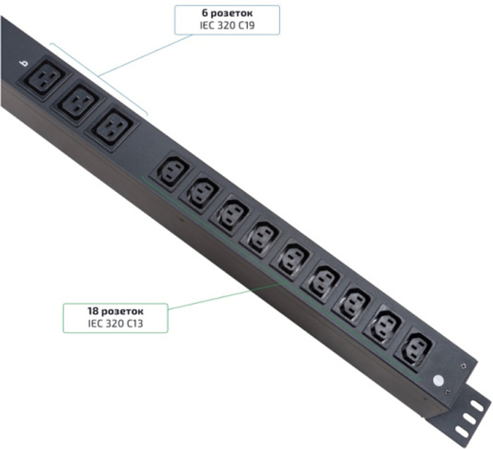 Блок розеток Cabeus SMART-PDU-32-1P-18C13-6C19-I309-M