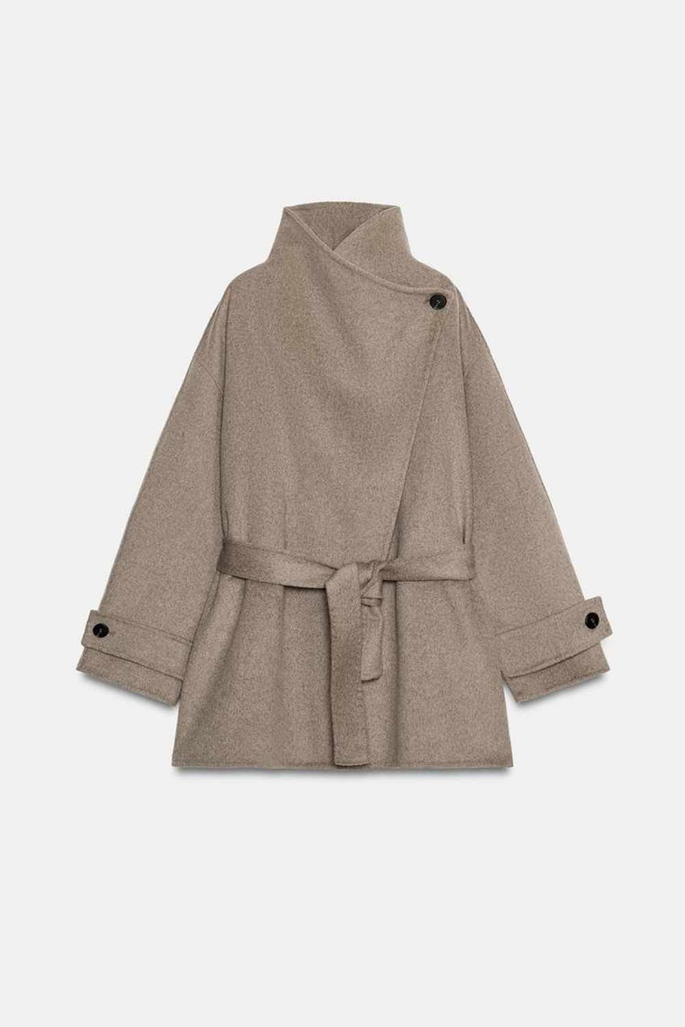 ZARA МЯГКАЯ ДВУБОРТНАЯ КУРТКА, СЕРО-КОРИЧНЕВЫЙ