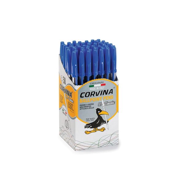 Ручка шариковая 51 Classic 1 мм, 50 шт, 40163/02 синяя, Corvina
