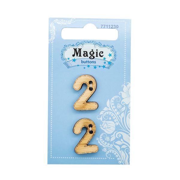 Украшения декоративные: пуговицы Цифра Два, 2 шт, Magic Buttons BBLWA64-32L