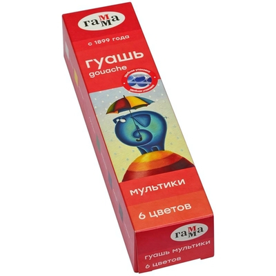 Гуашь 6 цветов 15 мл "Мультики" (Гамма)