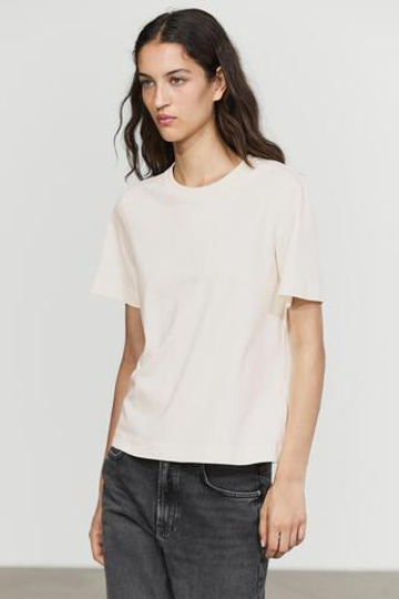 Massimo Dutti Футболка интерлок, короткие рукава, натуральный/кремовый