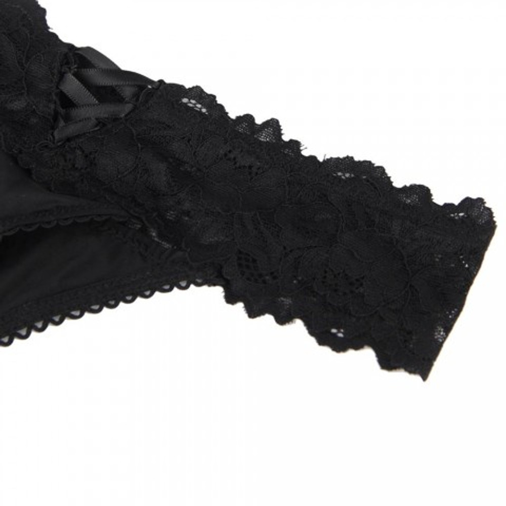 Трусики танга Sexy Floral Lace, черные, XL-2XL