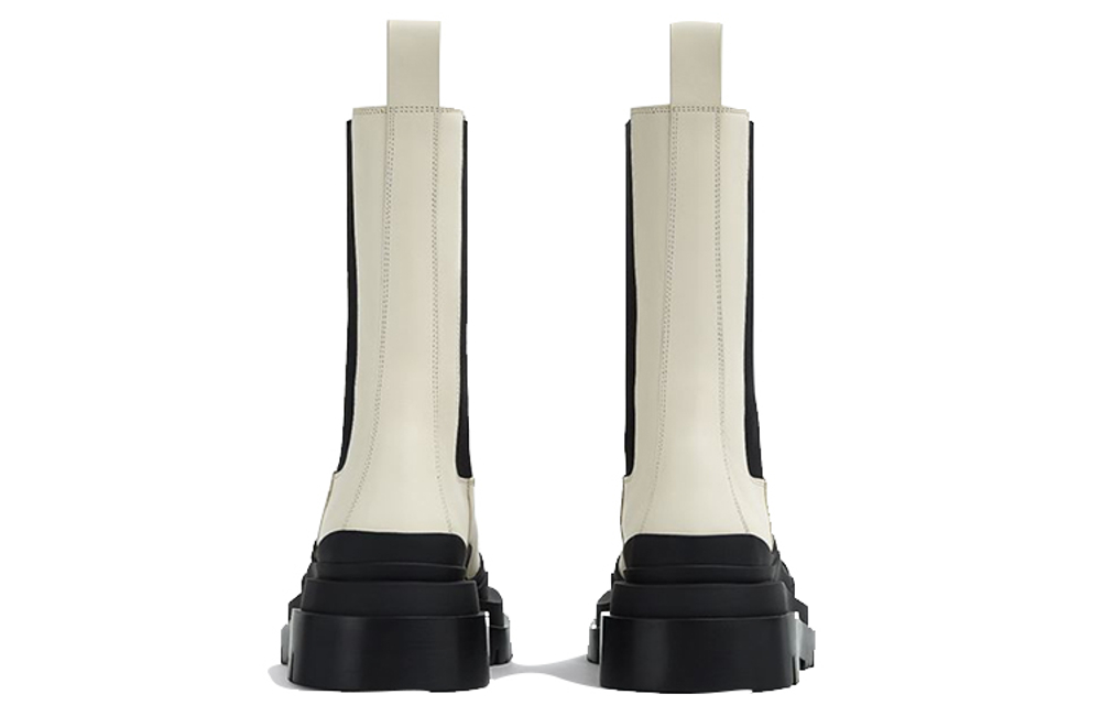 Bottega Veneta Tire Chelsea Leather Crew Chelsea Boots 5.5cm Women"s White