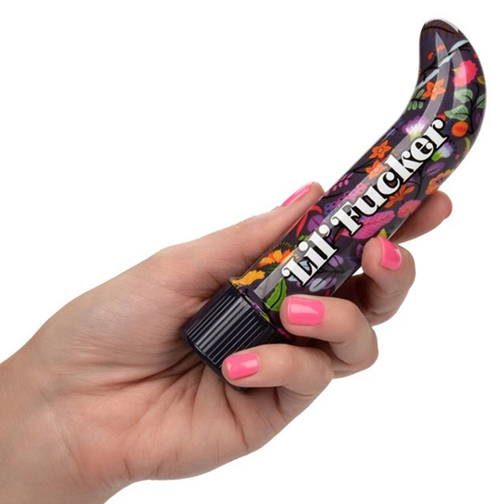 Черный мини-вибратор 12,75см с цветочным принтом California Exotic Novelties Lil Fucker Mini G-Spot Vibrator SE-4410-09-3