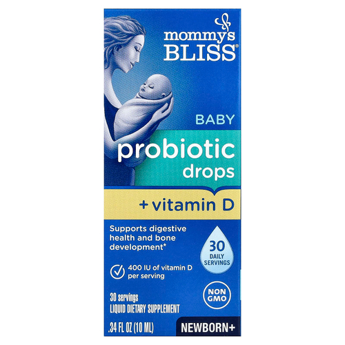 Mommy's Bliss, пробиотические капли для малышей с витамином D, с рождения, 10 мл (0,34 жидк. унции)