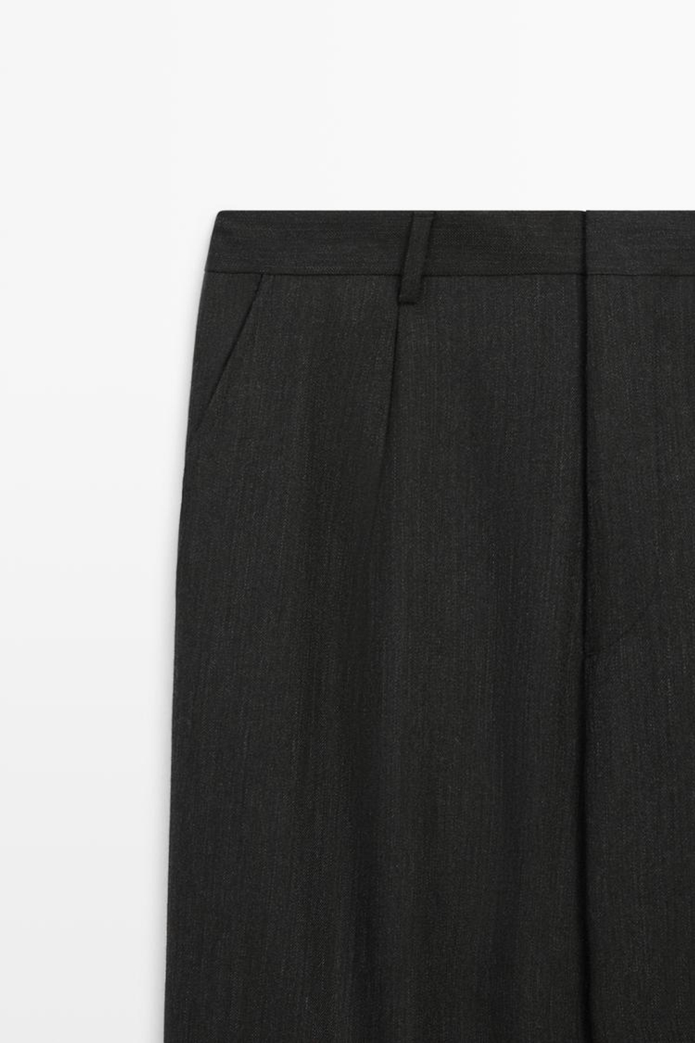 Massimo Dutti Брюки свободного кроя из шерсти с эффектом меланж, маренго