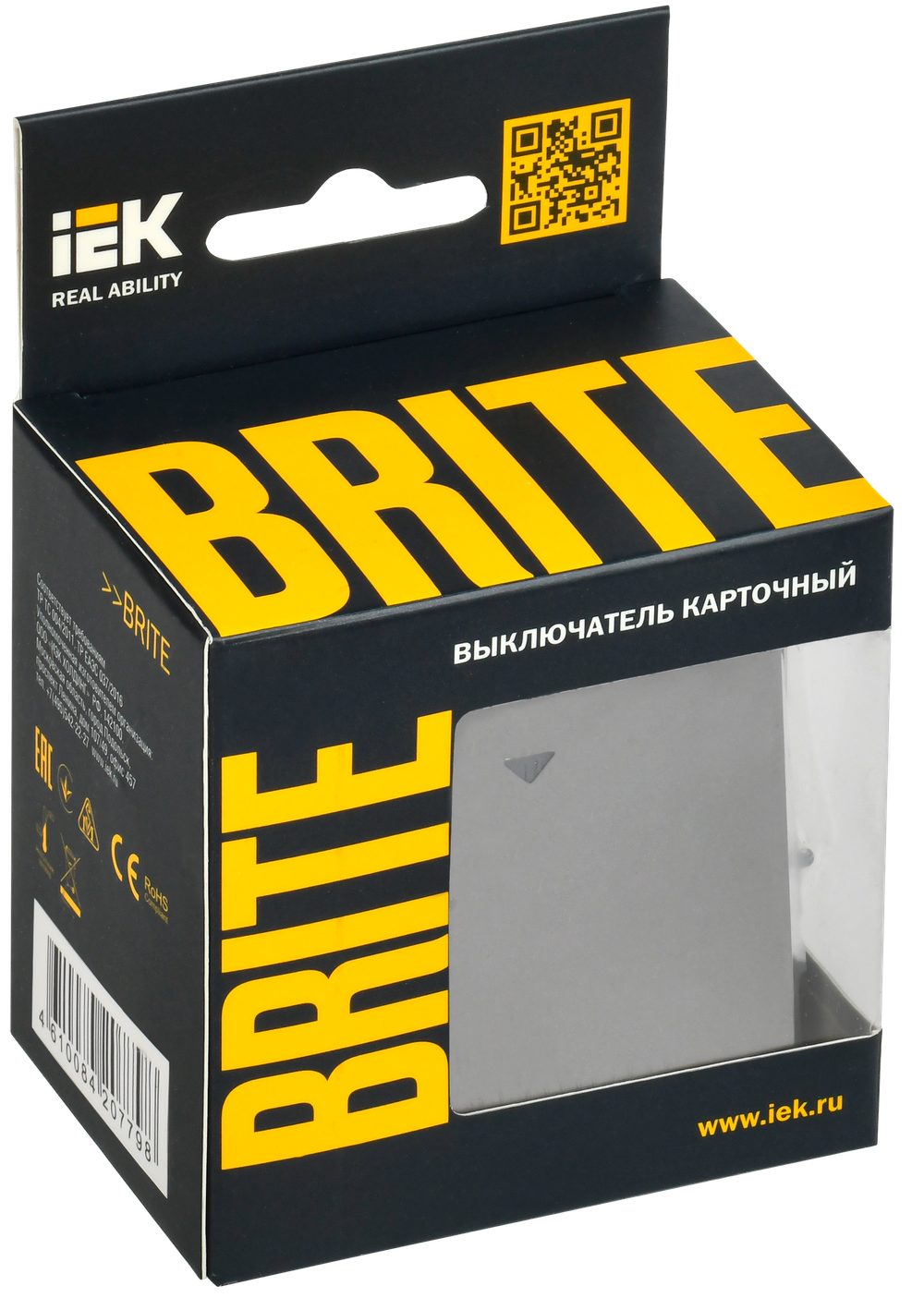 BRITE Выключатель карточный 30А ВС10-1-8-БрС сталь IEK