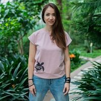Футболка с хвостиком женская "ГдетоЛето" Пудра