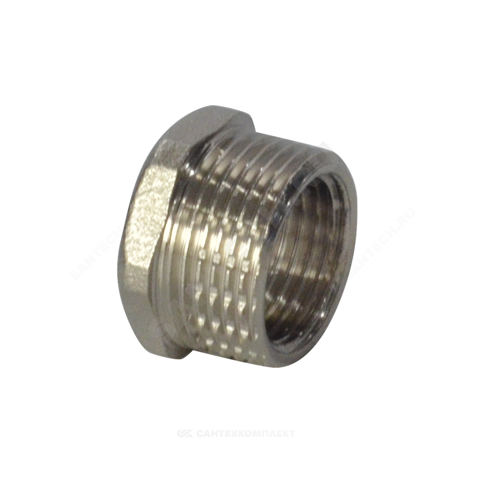Футорка латунь никель Ду 15х10 (1/2"х3/8") НР/ВР RTP (РосТурПласт) 25121