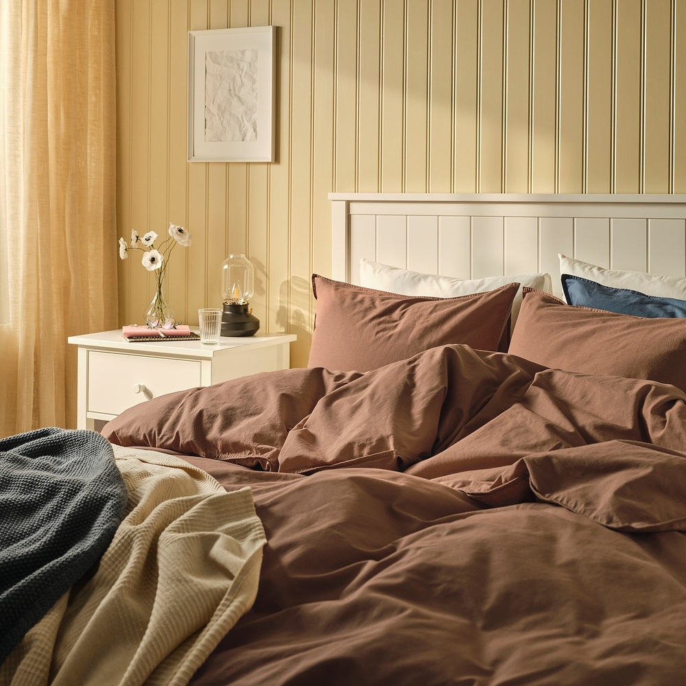 IKEA ÄNGSLILJA  (ИКЕА ЭНГСЛИЛЙА)  -  Пододеяльник и наволочка - светло-коричневый 150x200/50x60 см