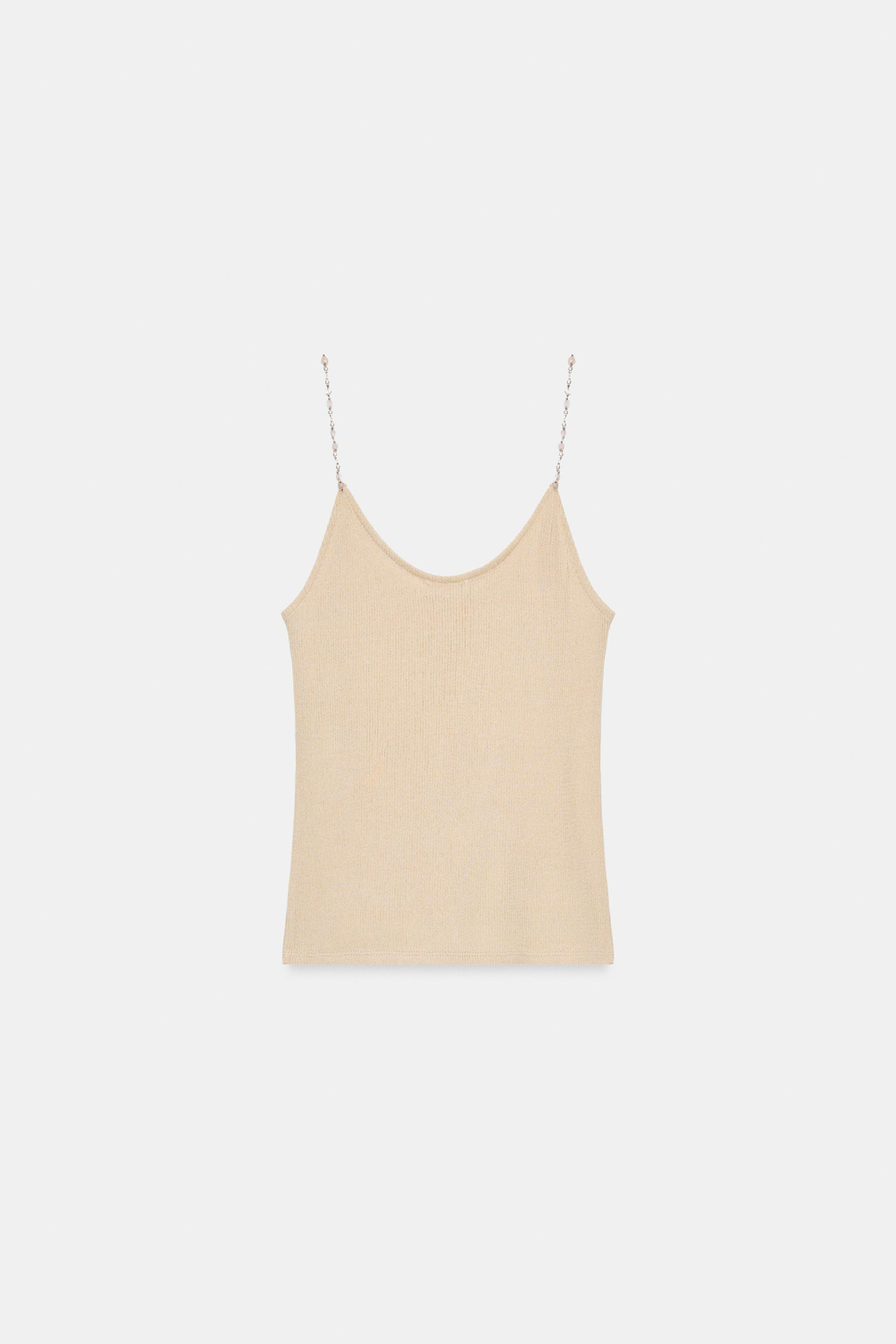 ZARA ТРИКОТАЖНЫЙ ТОП С БУСИНАМИ, ЦВЕТ РОЗОВОГО ДЕРЕВА