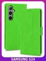 Стильный чехол-книжка из кожи для SAMSUNG S24 (не ULTRA/ FE/ PLUS!) с отделом для наличных, 3 слотами для карт и подставкой