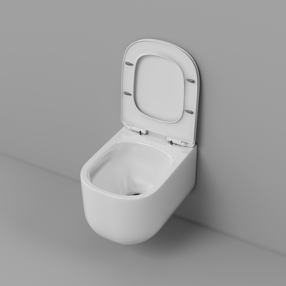 Унитаз подвесной Grossman Thin Rim GR-5605SQ (520х374х355) тонкий ободок,белый с тонкой крышкой,микролифт,смыв торнадо,1 место