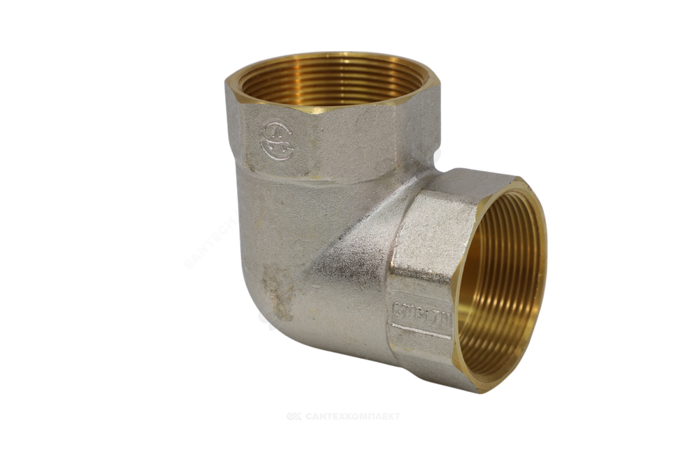 Угольник латунь никель Ду 32 (1 1/4") ВР/ВР 9001 ГОСТ 32585-2013 Aquasfera 9001-04