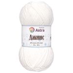 Пряжа Astra Premium (Астра Премиум) Джинс (Jeans) / уп.4 мот. по 50 г, 135 м, 001 белый