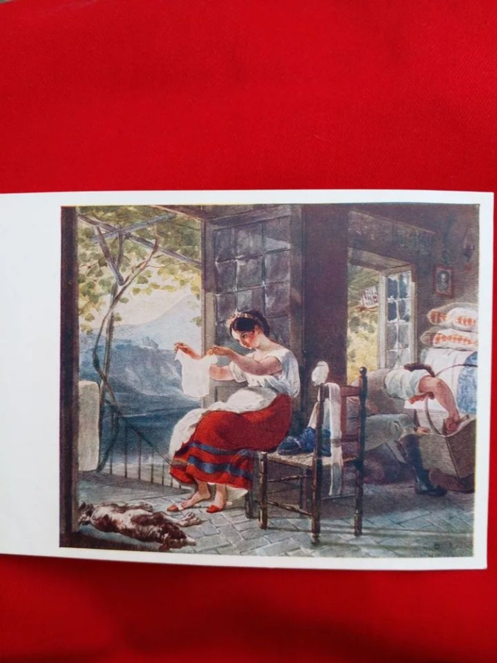 Винтажная открытка СССР К. П. Брюллов "Семейная сцена" 1830 год