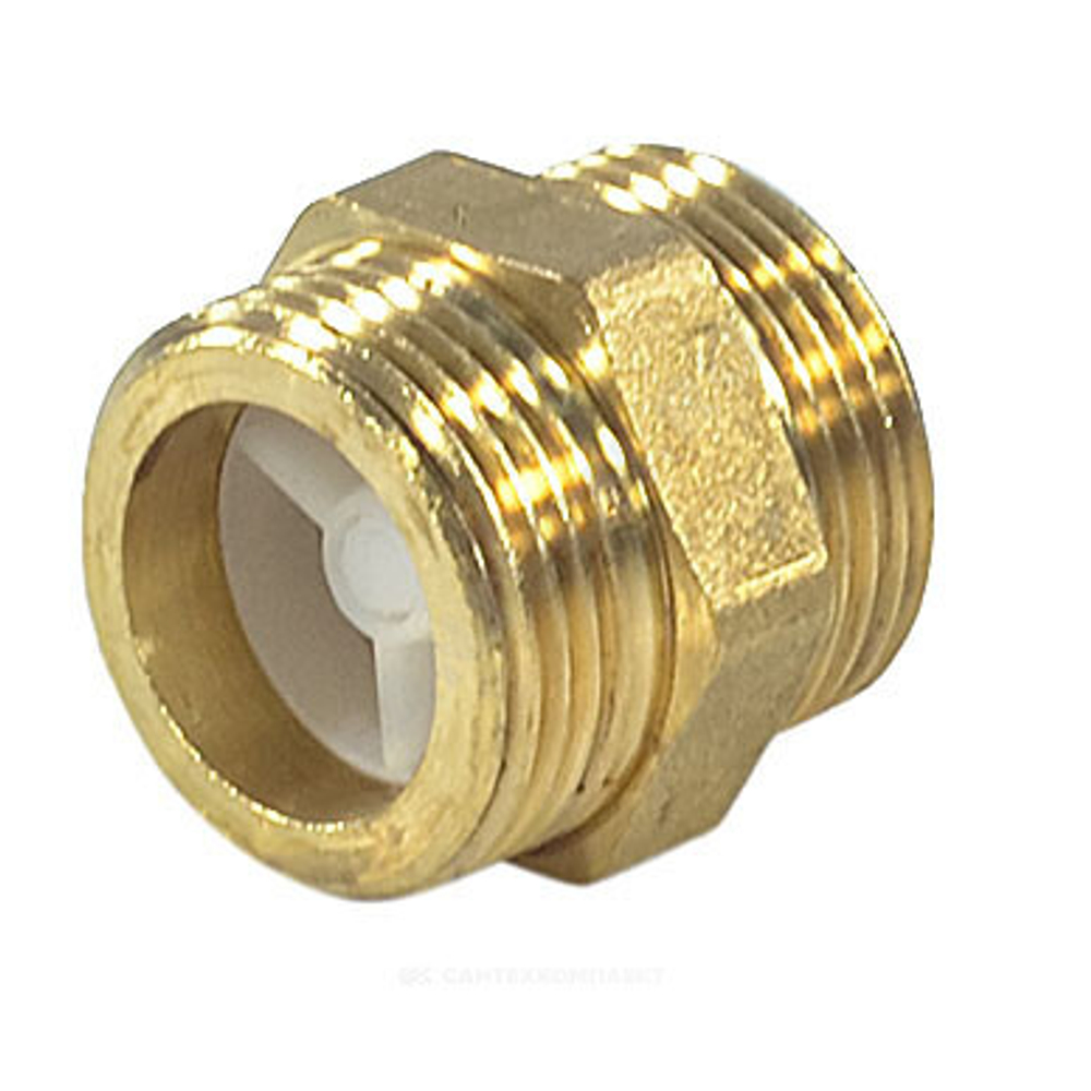 Ниппель латунь Ду 20 (3/4") со встроенным обратным клапаном НР R189V Giacomini R189VY004
