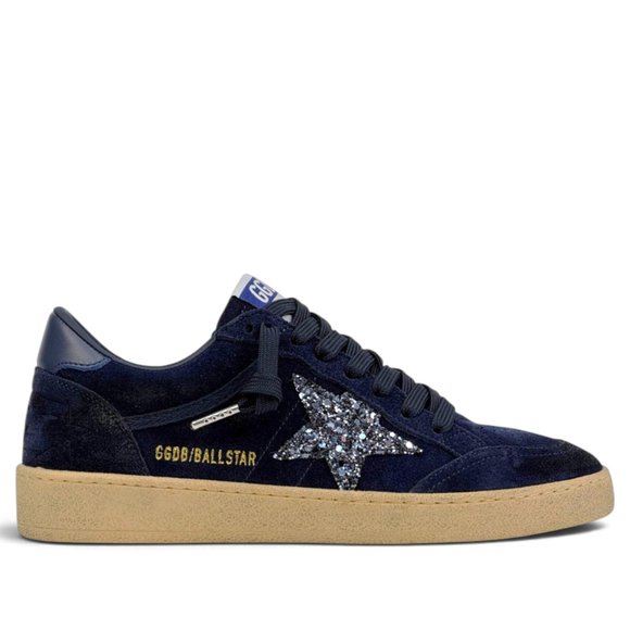 Women's Ball Star in dark blue suede with dark blue glitter star