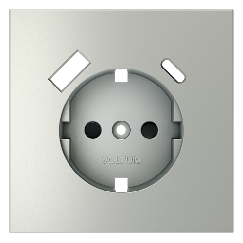 Накладка для розетки с заземлением и защитными шторками, с USB A+C, S70 (сталь)