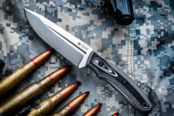 Туристичеcкий нож CityHunter AUS-8 Stonewash Black & White