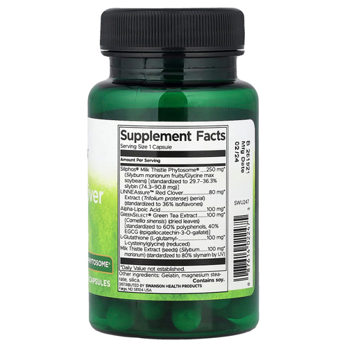Swanson Vitamins, усовершенствованный эликсир для печени с фитосомой расторопши Siliphos®, 30 капсул