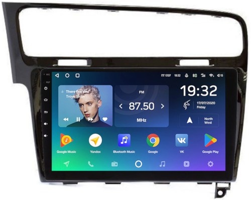 Магнитола для Volkswagen Golf 7 2012-2020 (рамка черный глянец) - Teyes CC2 PLUS монитор 10.1" QLED, Android 10, Быстрая, SIM-слот