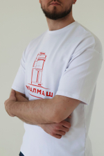 Футболка "Белая башня" белая/красная URALVIBE.RU