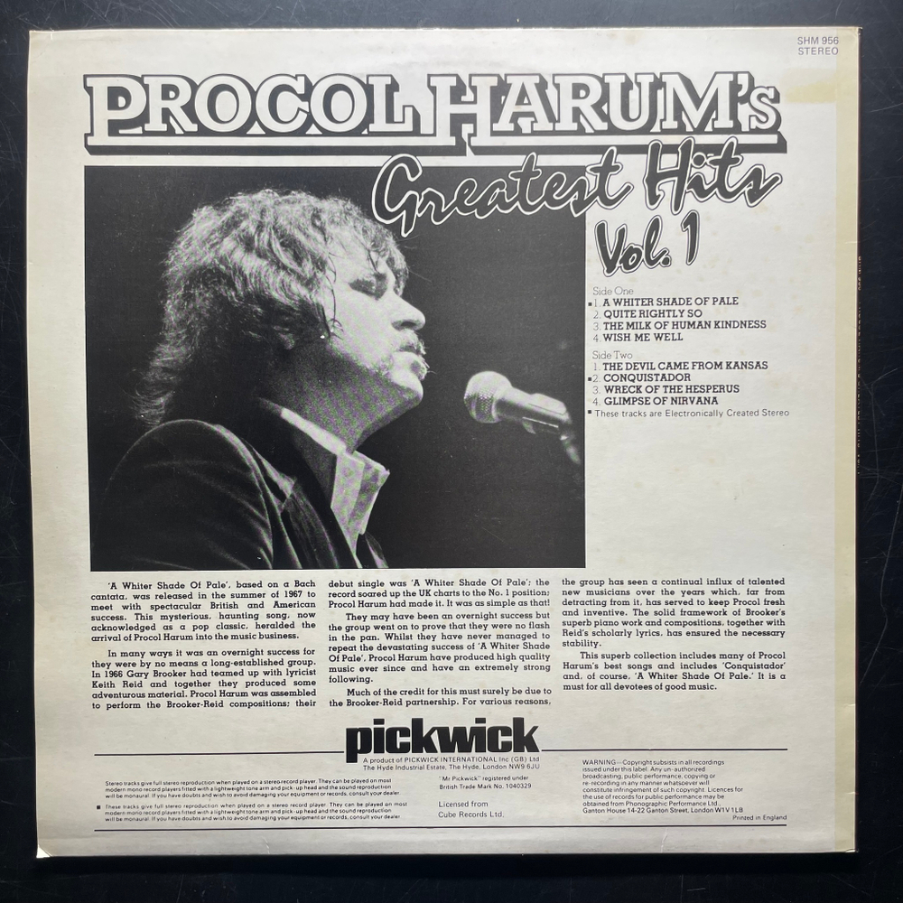 Procol Harum ‎– Greatest Hits Vol. 1 (Англия 1978г.)