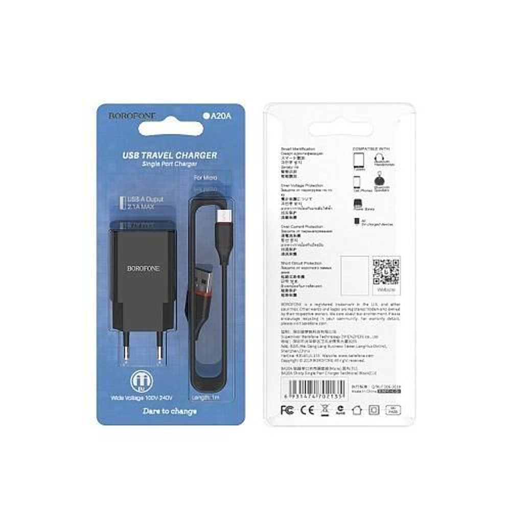 Зарядное устройство для телефона Micro usb Borofone A20A