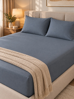Простыня на резинке Majoli 180×200 + 2 наволочки 50×70, серо-голубой