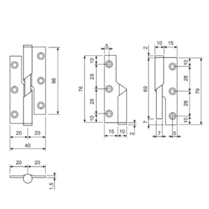 Петля самозакрывающаяся AVERS 76x51x1,5-INOX 201-R правая