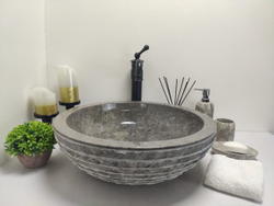 Раковина из мрамора Bowl Grey Marmo Medium BM-60034 45x45x15 из натурального камня
