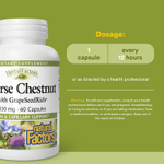 Natural Factors, HerbalFactors, конский каштан с GrapeSeedRich, 350 мг, 60 капсул