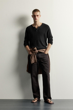 ТРИКОТАЖНАЯ ФУТБОЛКА ИЗ ХЛОПКА И ЛЬНА — ZARA