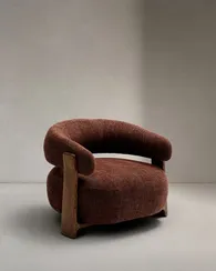 Кресло Granite из коричневой синели и массива ясеня с отделкой орех