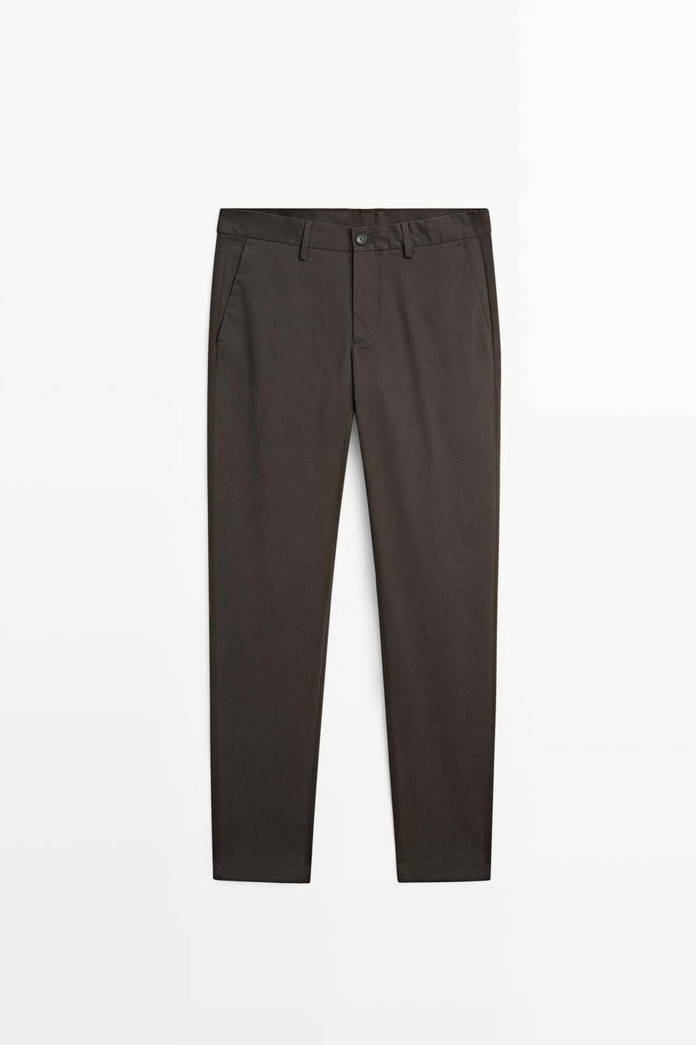 Massimo Dutti Зауженные брюки из смесового хлопка, коричневый