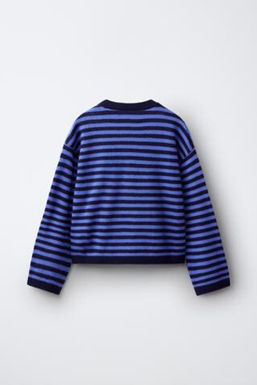 ZARA ШЕРСТЯНОЙ СВИТЕР В ПОЛОСКУ, МОРСКОЙ СИНИЙ