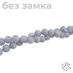 Нить бусин из агата голубого (сапфирин), 10 мм