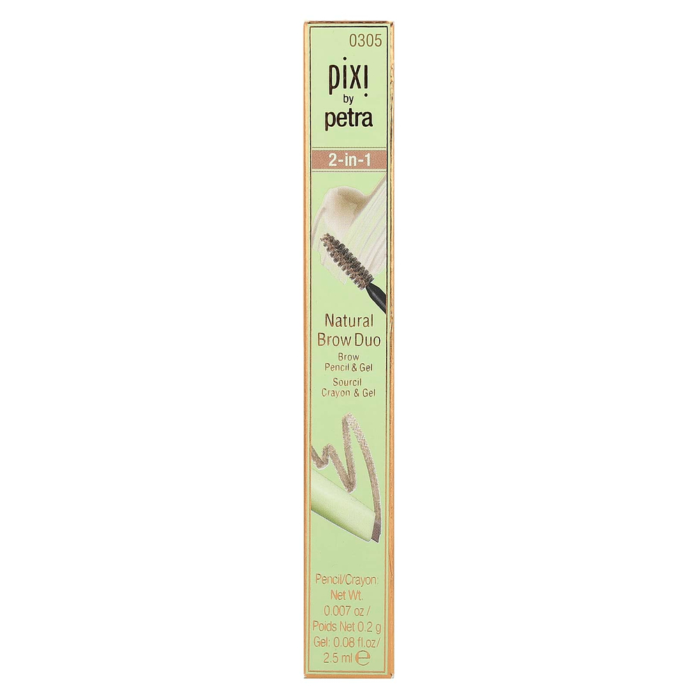 Pixi Beauty, карандаш для бровей и гель для бровей 2-в-1, натуральный коричневый, 1 шт.