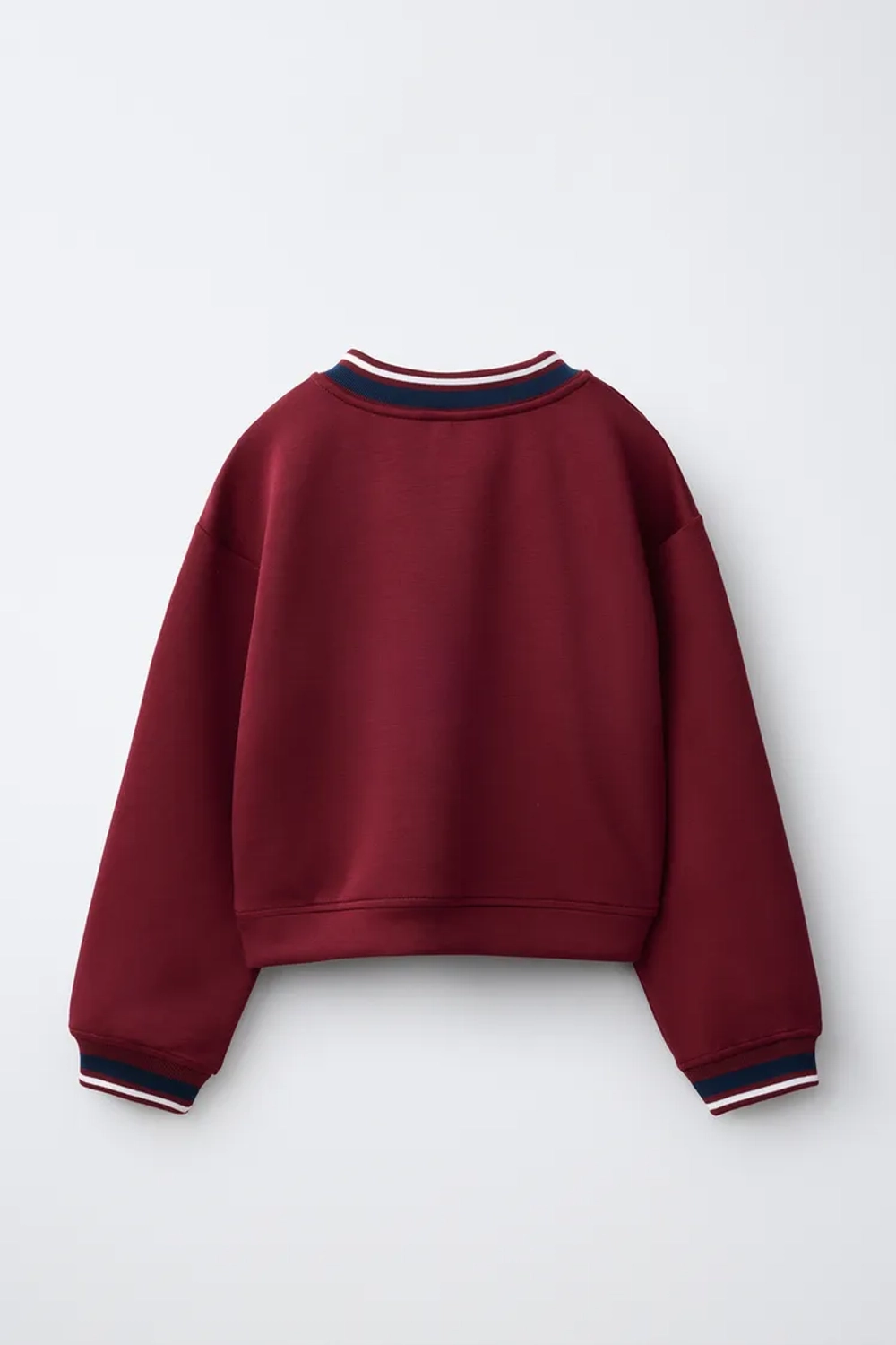 ZARA СПОРТИВНАЯ ТОЛСТОВКА С V-ОБРАЗНЫМ ВЫРЕЗОМ, ТЕМНО-БОРДОВЫЙ